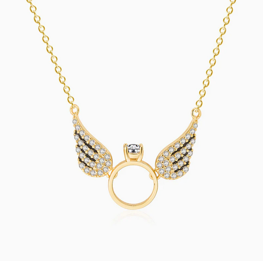 Collier anneau avec ailes d'ange